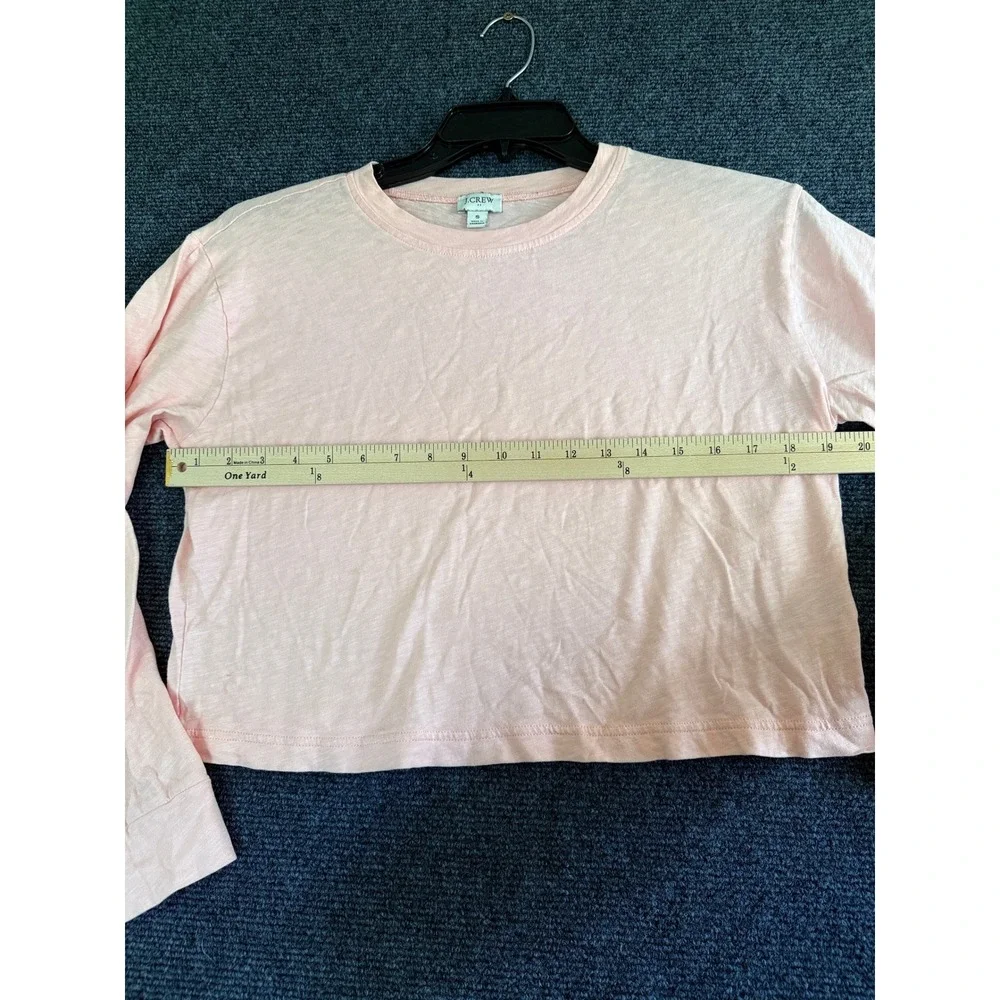 J.Crew‎ Slub Cotton Long Sleeve Crop T-Shirt Womens Small Pink Excellent CC829